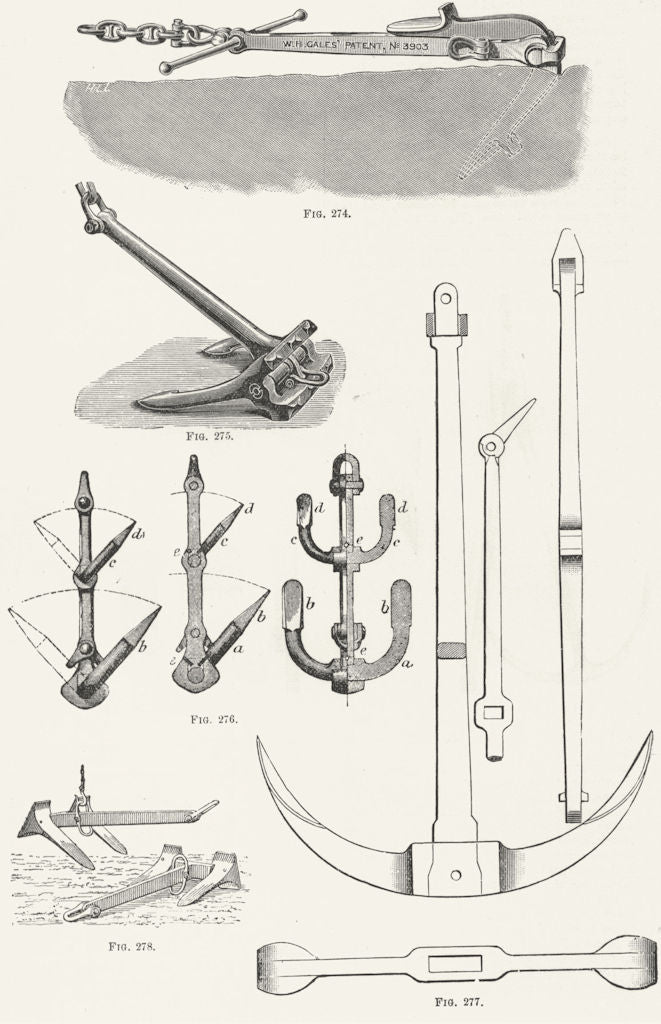 AMERICAN CANOES. Anchors 1891 old antique vintage print picture
